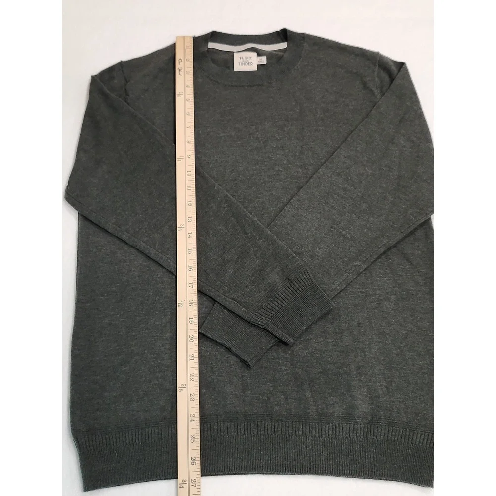 Flint and Tinder Huckberry Crewneck Sweater Mens M Ribbed Collar Cuffs Hem Green